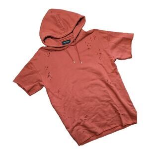 Men PacSun Orange Short-Sleeve Pullover Hoodie Sweatshirt, Size S